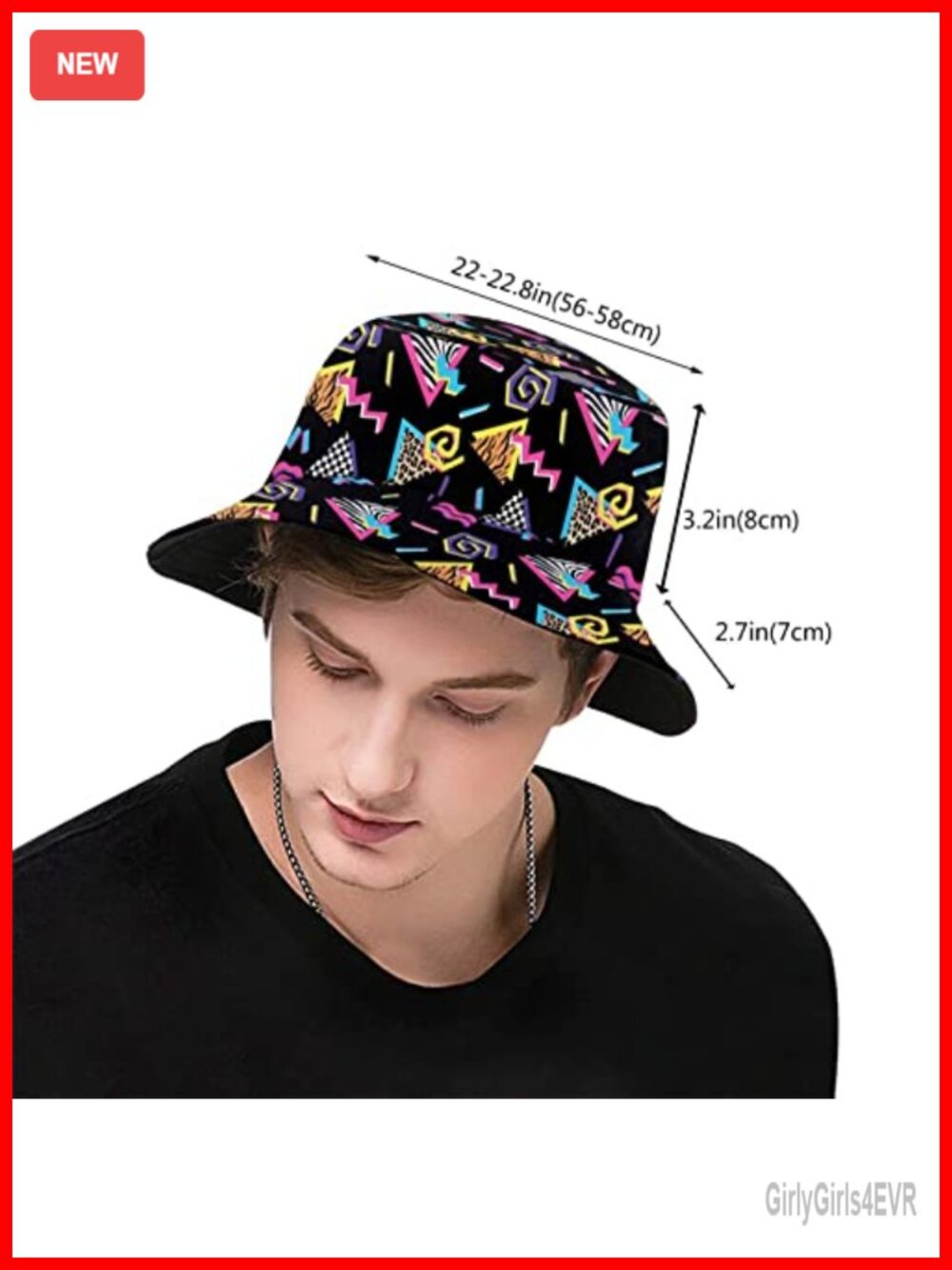 Retro 80s 90s Unisex Polyester Bucket Hat Packable Sun Hat - Picture 2 of 5